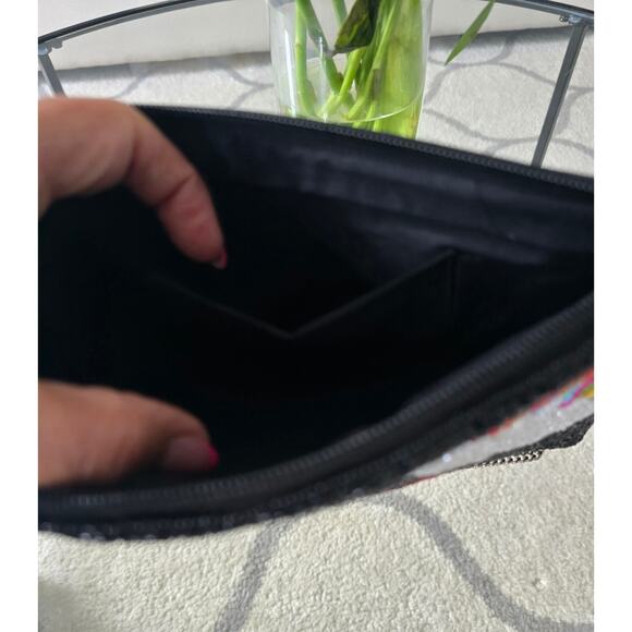 Kay Lee New York Black Rainbow Beaded Crossbody Bag New - Picture 3 of 4